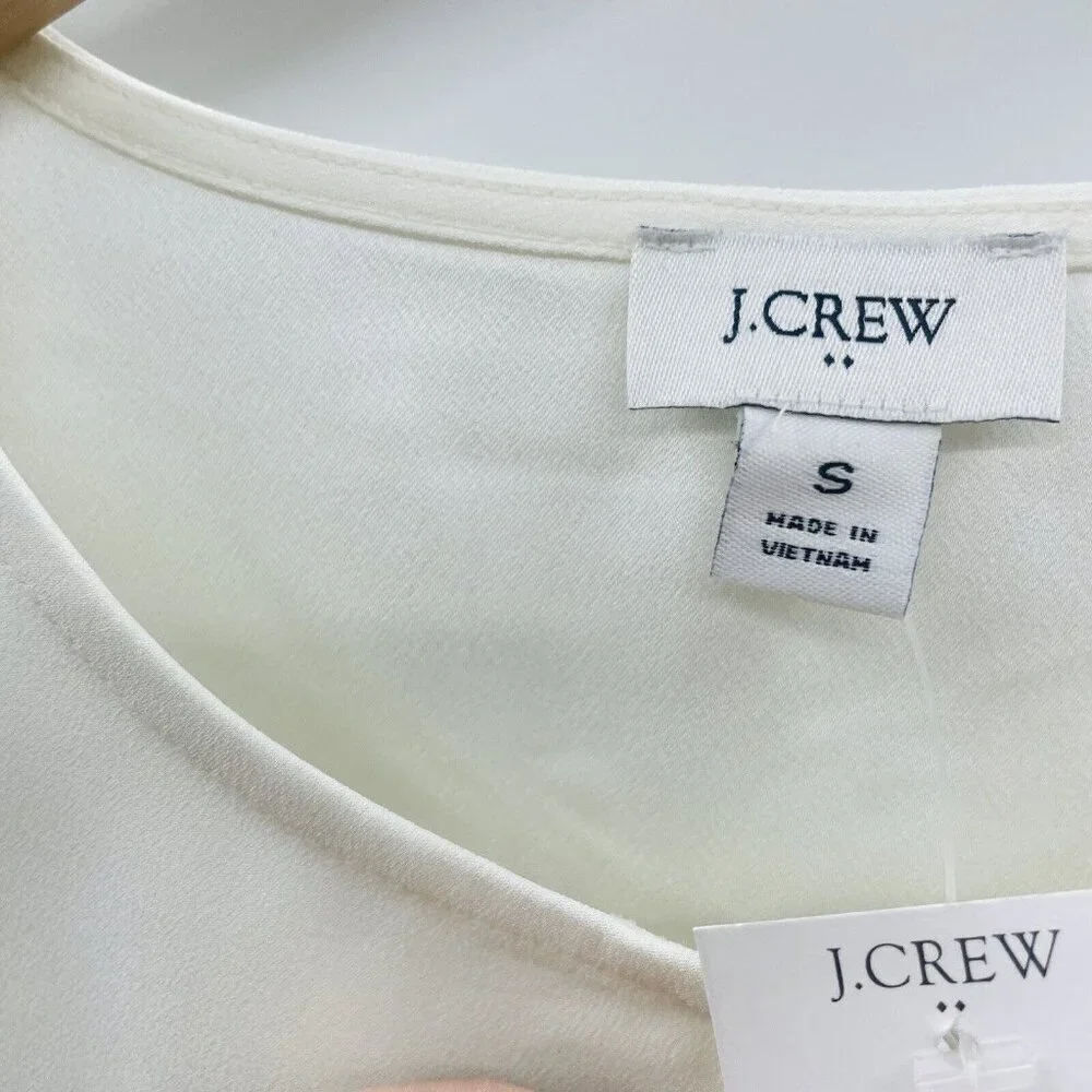 J Crew Factory Womens Size Small Long Sleeve Keyhole Top in‎ Ivory BT950 $79 637